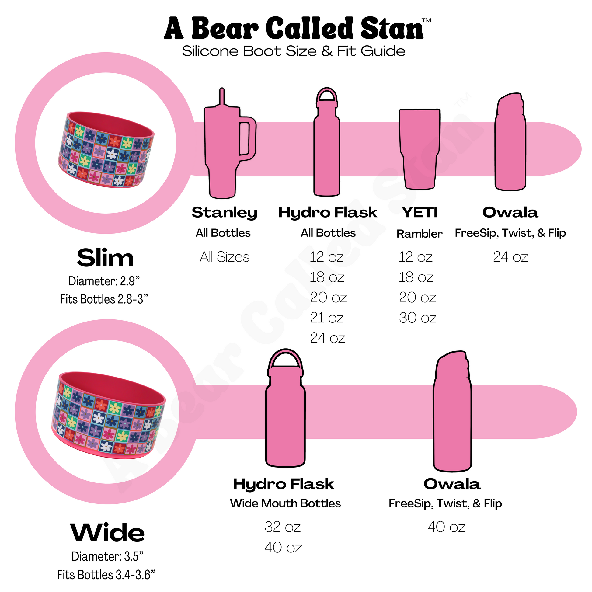 Silicone Water Bottle Boot for Stanley Cup, Hydro Flask, YETI Bottles – A  Bear Called Stan